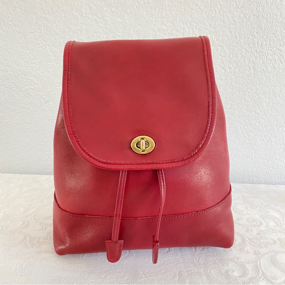 Vintage coach Leather Backpack red